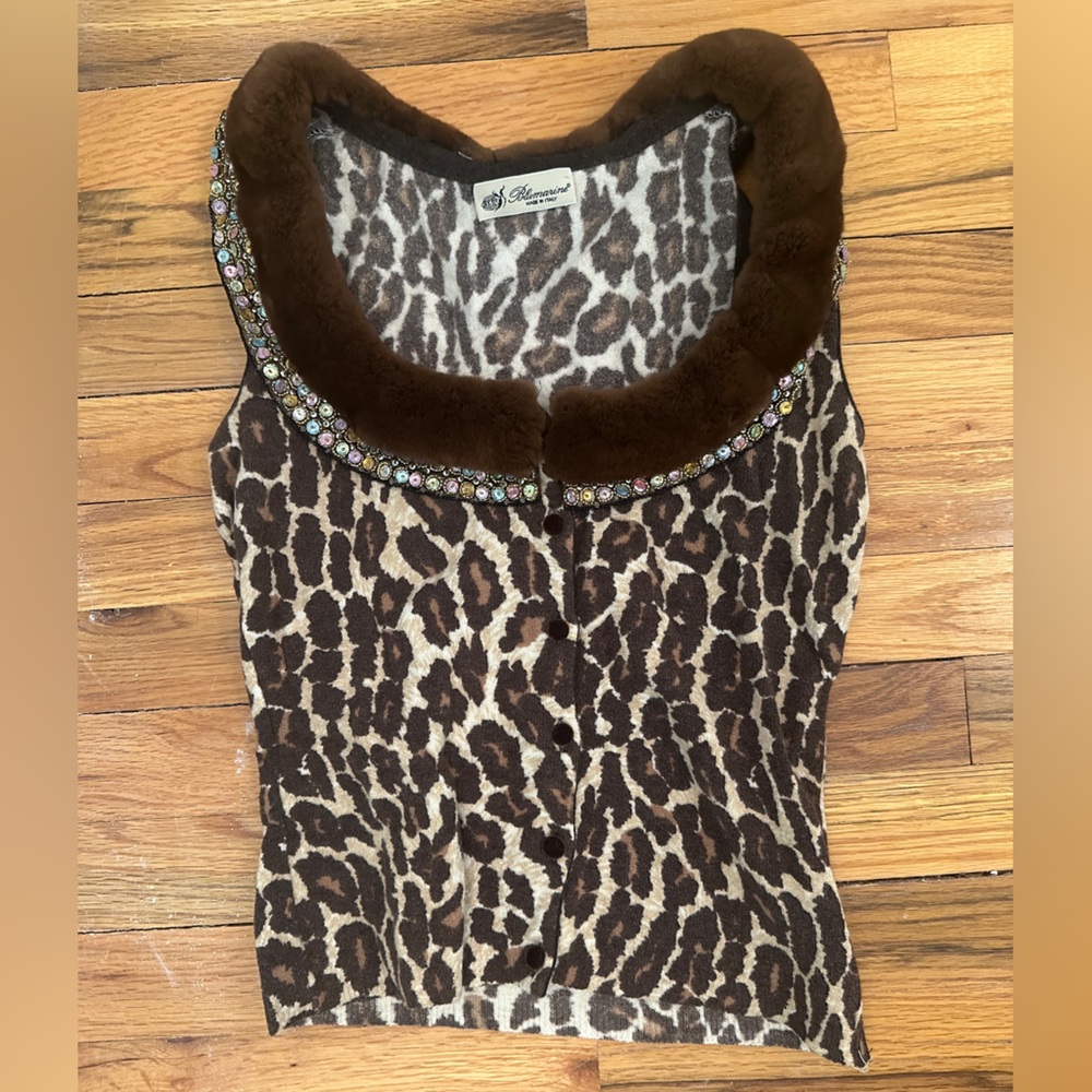 Blumarine Brown Leopard Print Tank - Picture 7 of 8